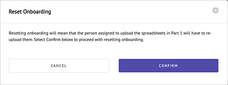 confirming reset onboarding