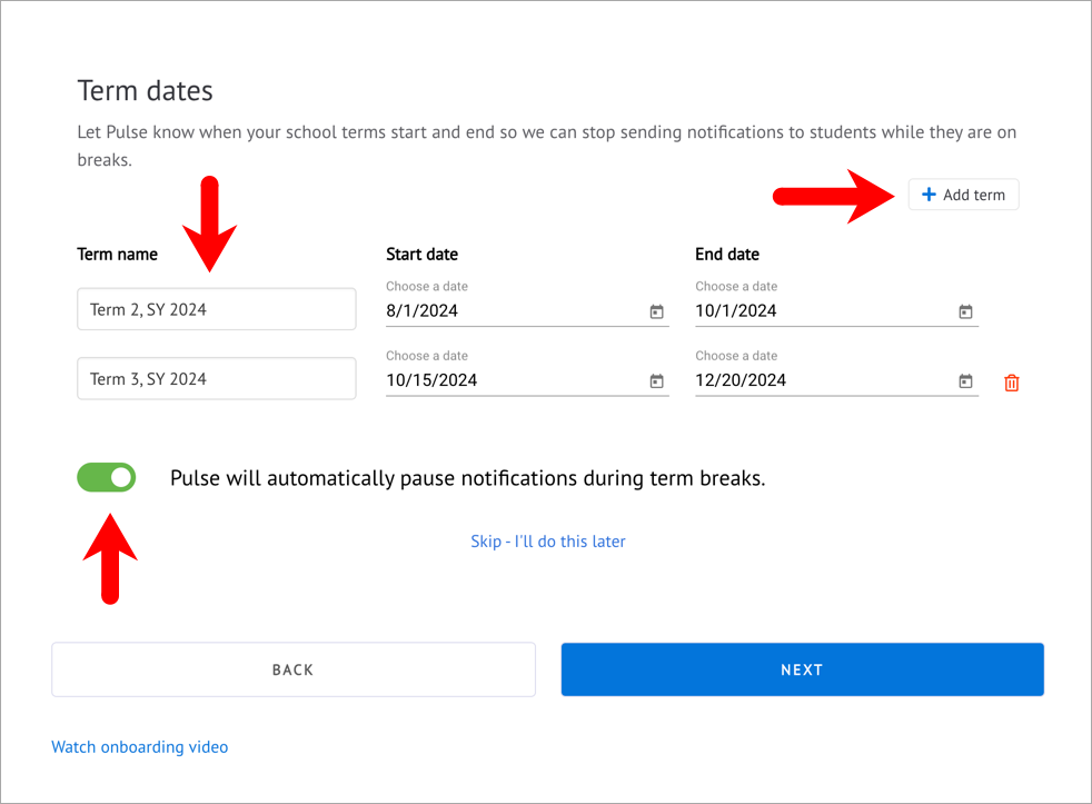 add term dates