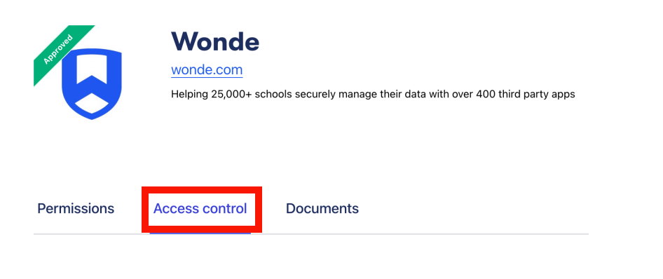 Wonde access control