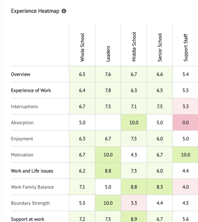 Staff Pulse Experience dashboard overview